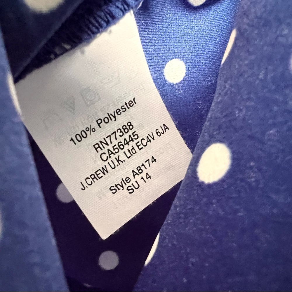 J. CREW FACTORY Polka Dot Ruffle Blouse Sleeveless Style A8174 Blue White Sz 0 - Picture 11 of 13